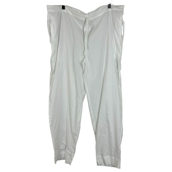 Honeydove Vintage Straight Leg White Cotton Drawstring Pants Lightweight OS - Picture 1 of 8